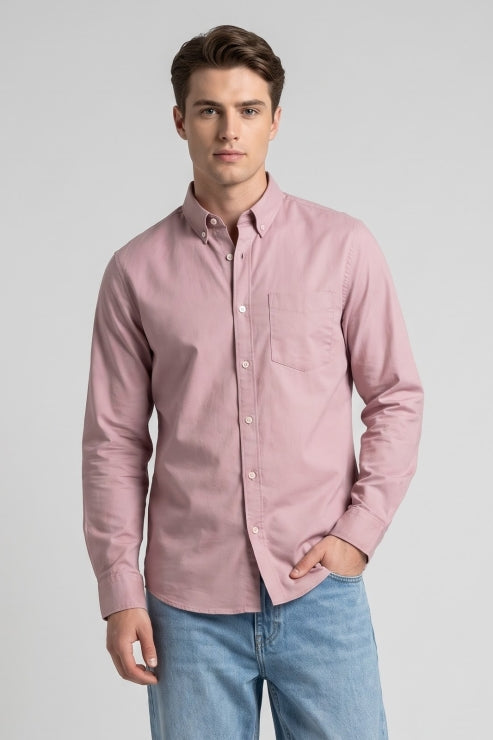 Pink Poly Lycra Regular Fit Shirt