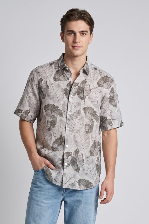 Linen Leaf Printed Shirt