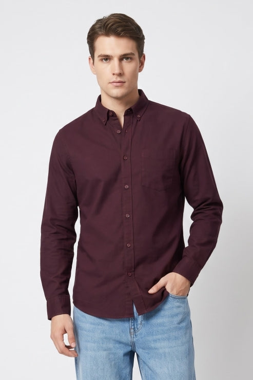 Purple Poly Lycra Regular Fit Shirt
