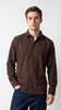 Solid Brown Corduroy Regular Fit Shirt