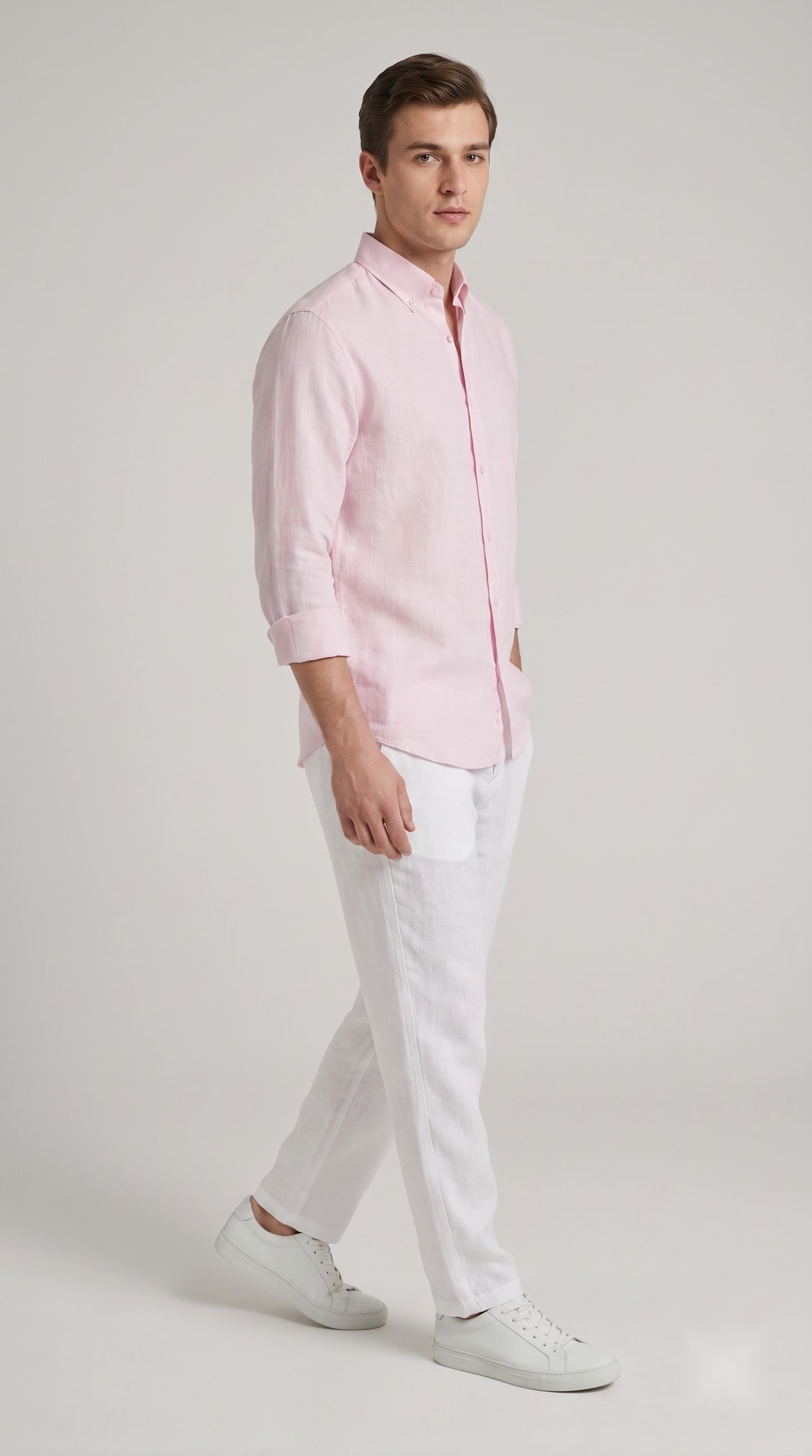Pink Linen Regular Fit Shirt