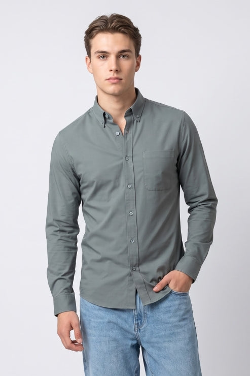 Sage Green Poly Lycra Regular Fit Shirt