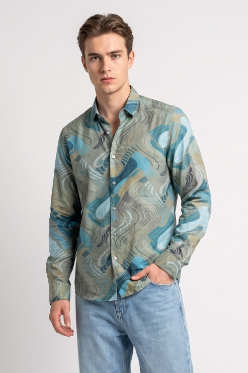 Abstract Printed Regular Fit Shirt