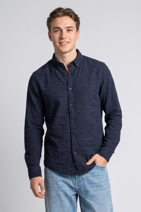 Indigo Waffle Regular Fit Shirt