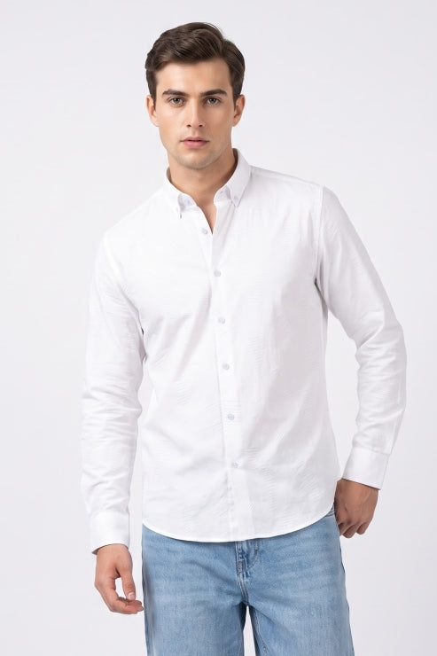 White Velvet Print Shirt