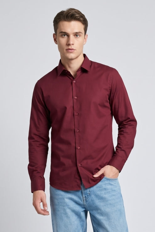 Red Melange Regular Fit Shirt