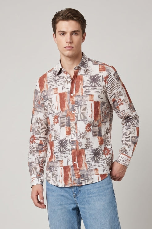 Creative Art Print Regular Fit Shirt