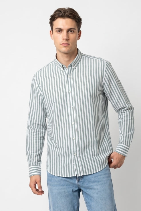 Green Stripe Regular Fit Shirt
