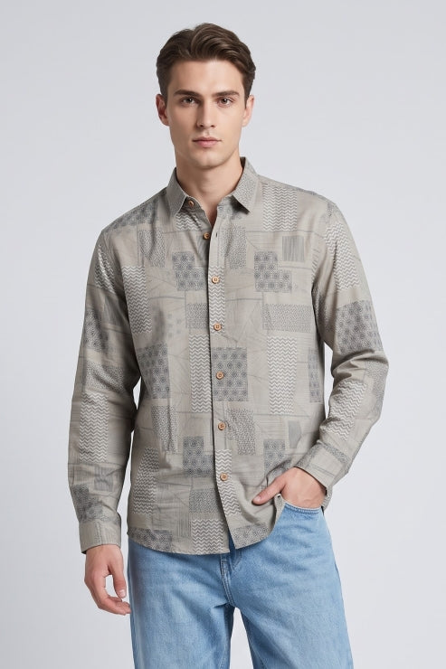 Abstract Print Regular Fit Shirt