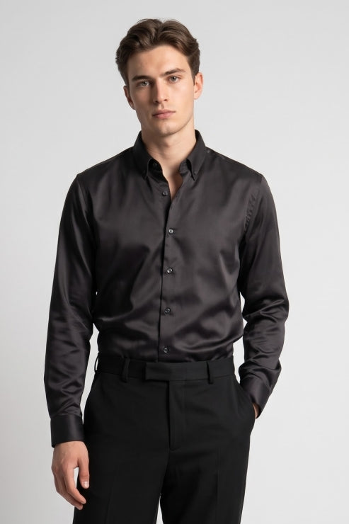 Black Melange Regular Fit Shirt