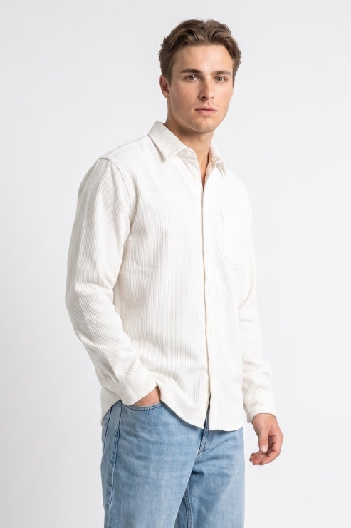 White Corduroy Regular Fit Shirt