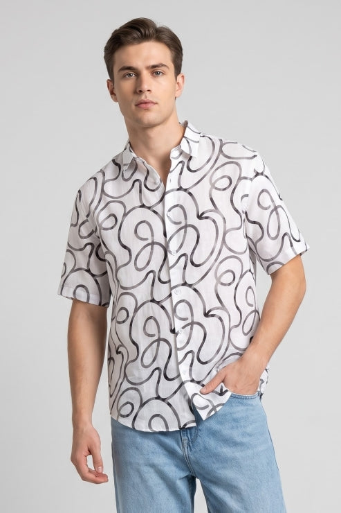 Linen Abstract Printed Shirt
