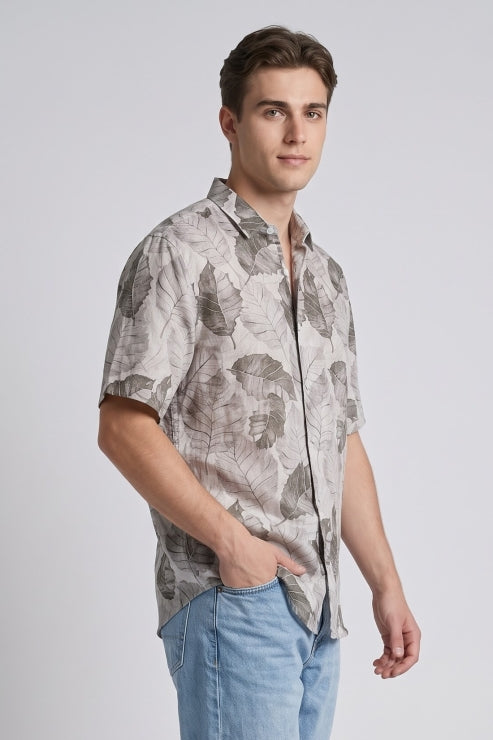 Linen Leaf Printed Shirt
