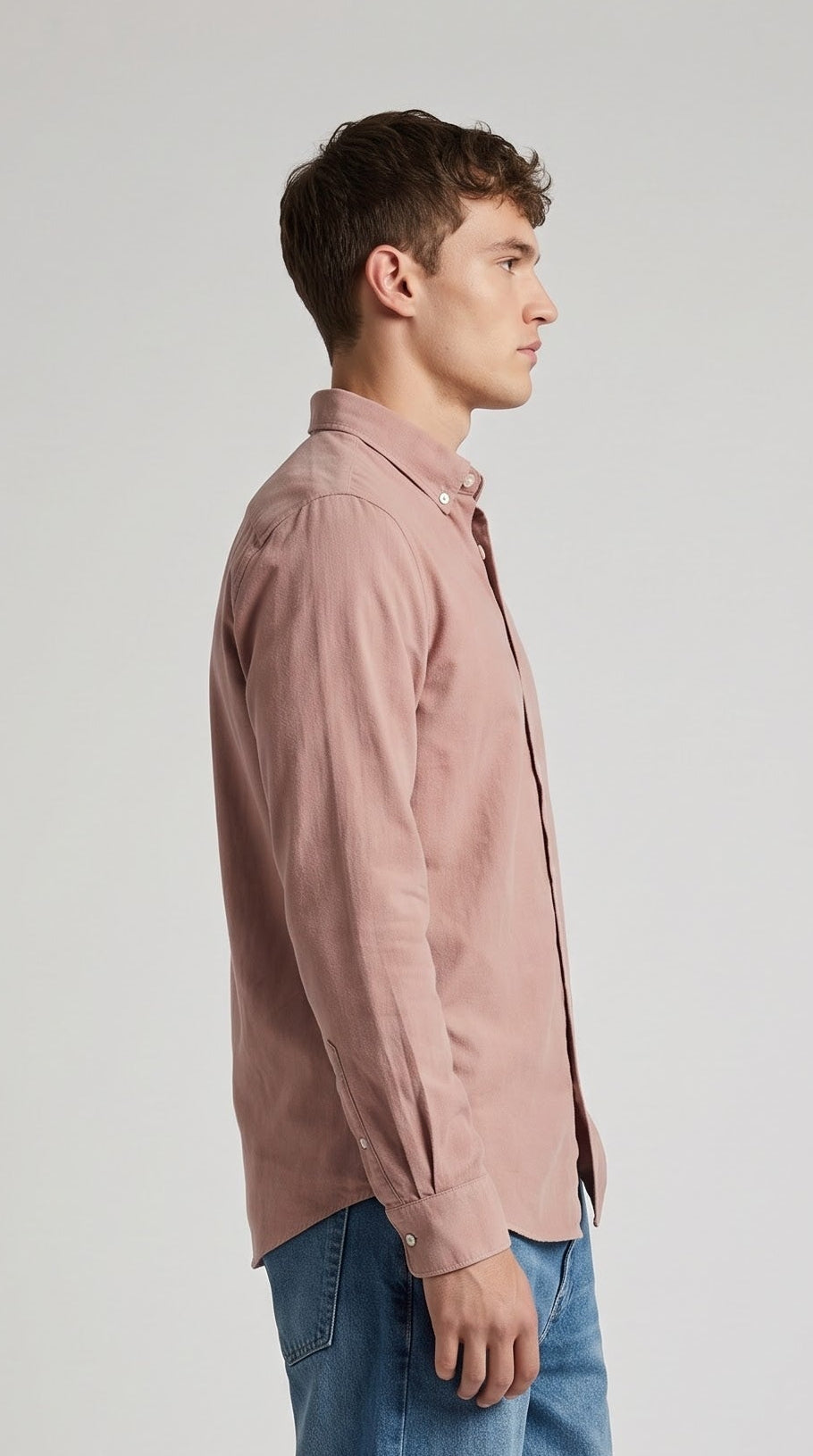 Solid Dusty Pink Corduroy Regular Fit Shirt
