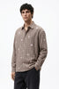 Heavy Fabric Boxy Fit Check Shirt - Taupe Brown