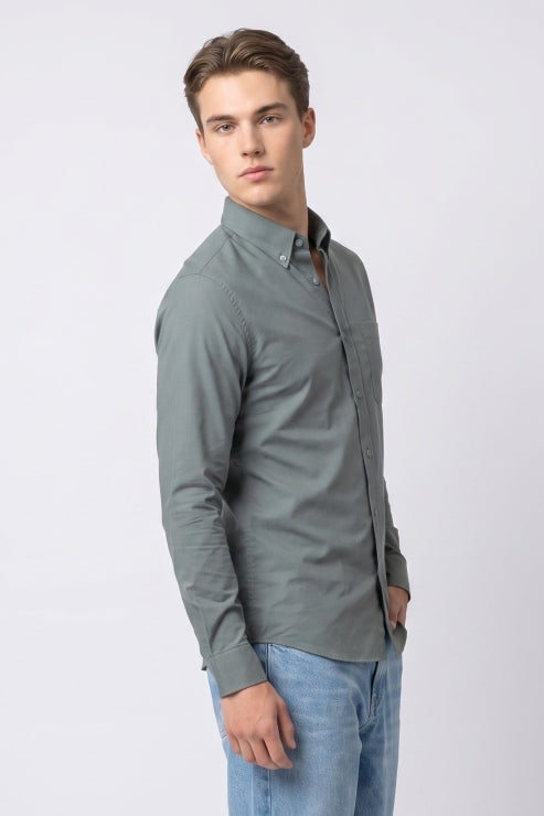 Sage Green Poly Lycra Regular Fit Shirt
