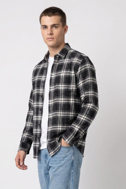 Black Brush Checks Shirt
