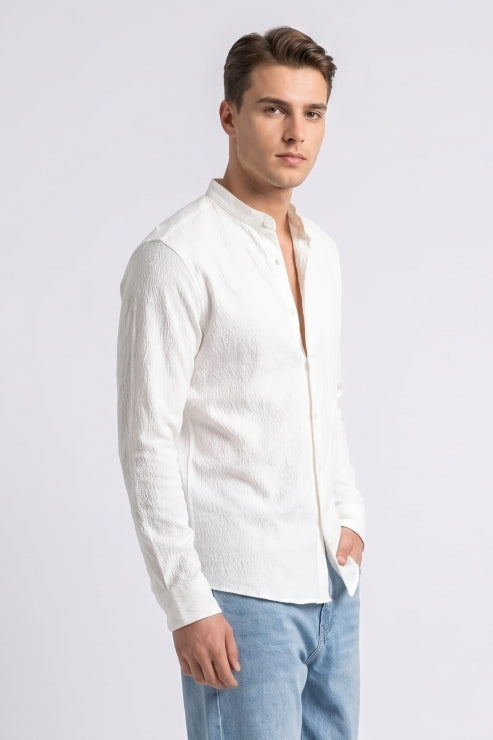 Waffle Chinese Collar Shirt