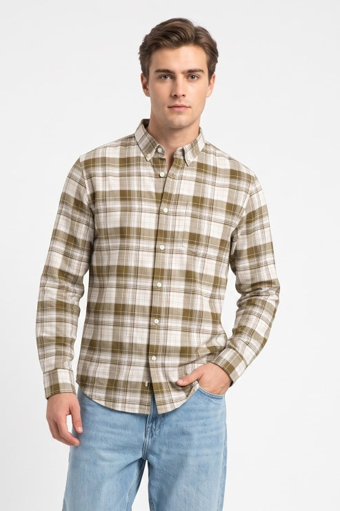 Grey Shade Checks Regular Fit Shirt