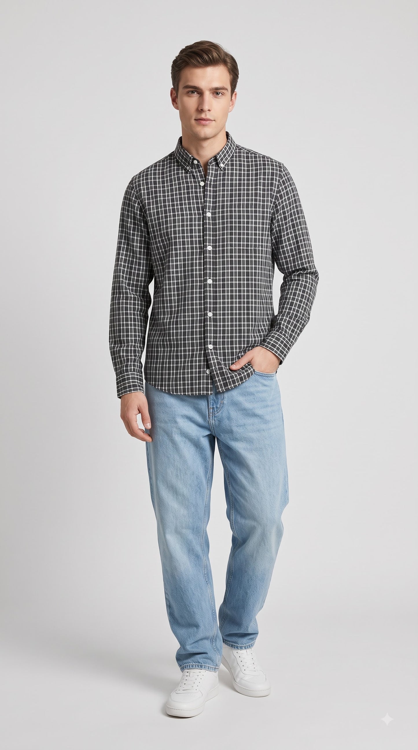 Mini Black Shade Checks Regular Fit Shirt