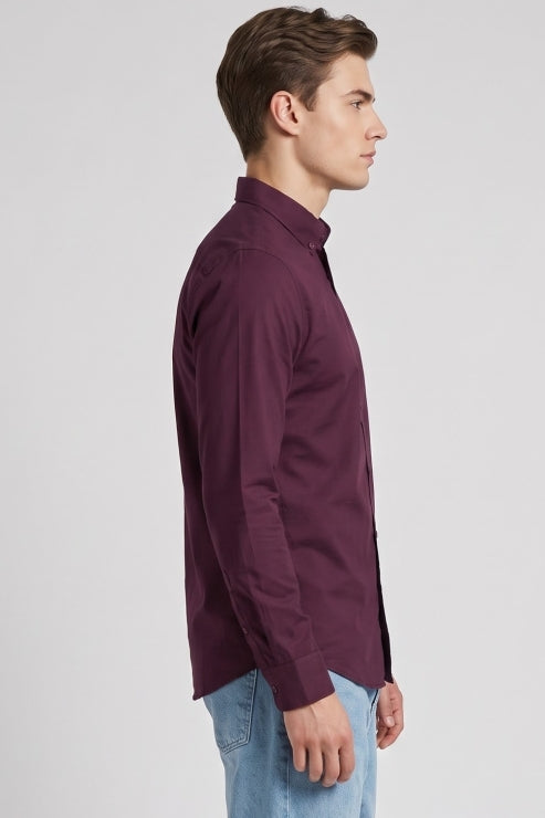 Maroon Poly Lycra Regular Fit Shirt