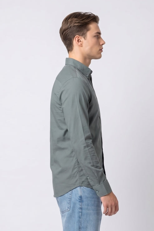 Sage Green Poly Lycra Regular Fit Shirt