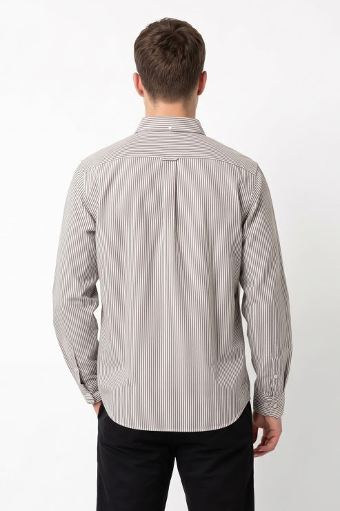 Grey Stripe Linen Regular Fit Shirt