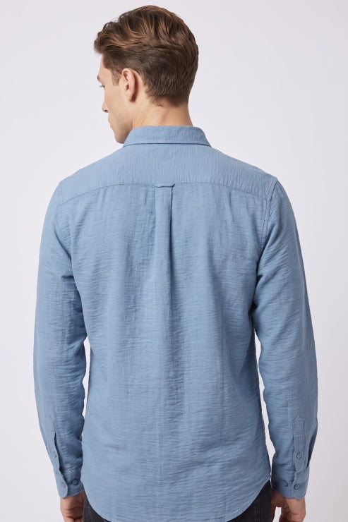 Sky Blue Waffle Regular Fit Shirt