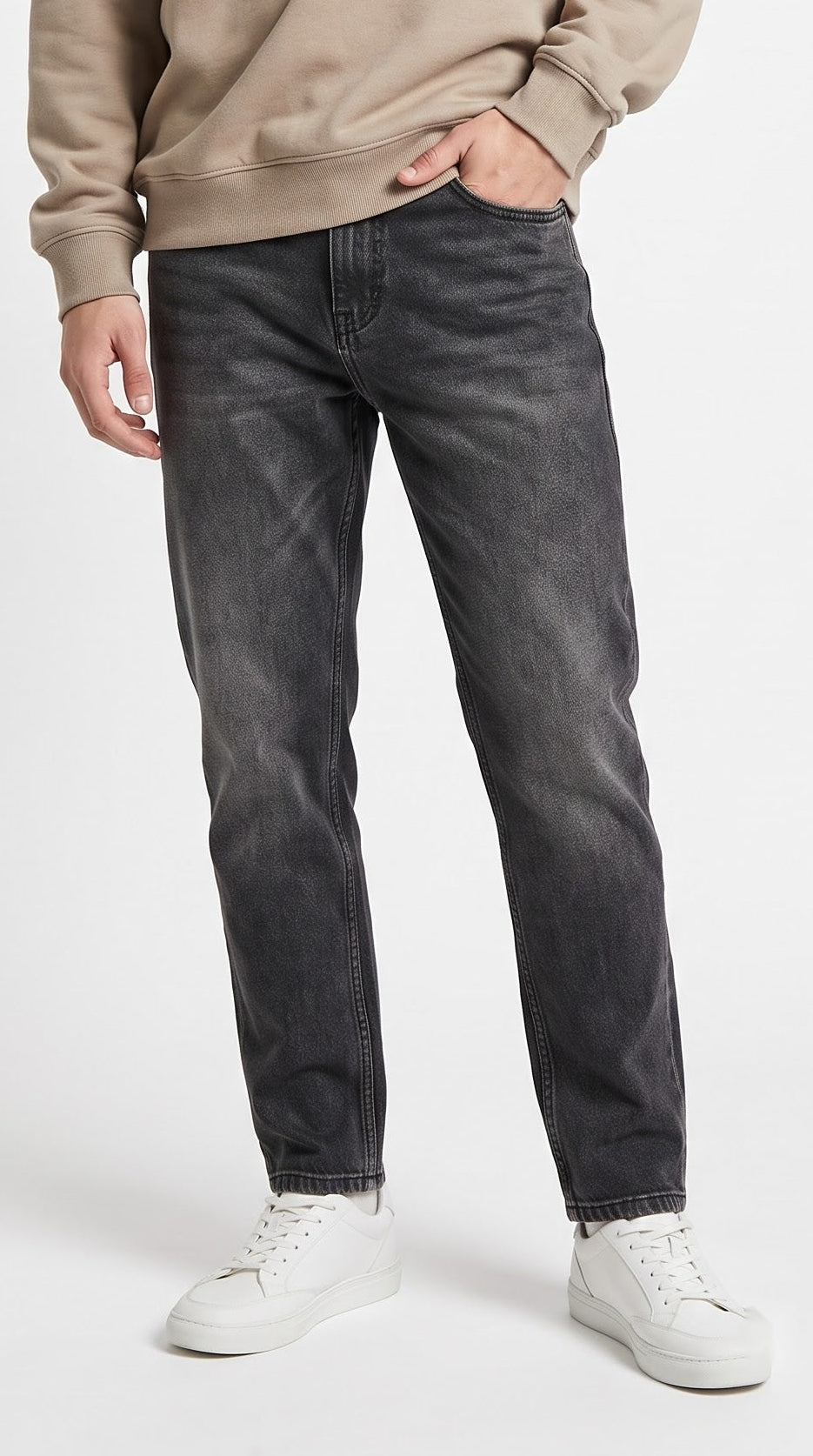 Black Faded Wash Mom Fit Jean