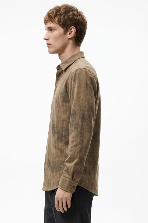 Brown Distressed Texture Shirt