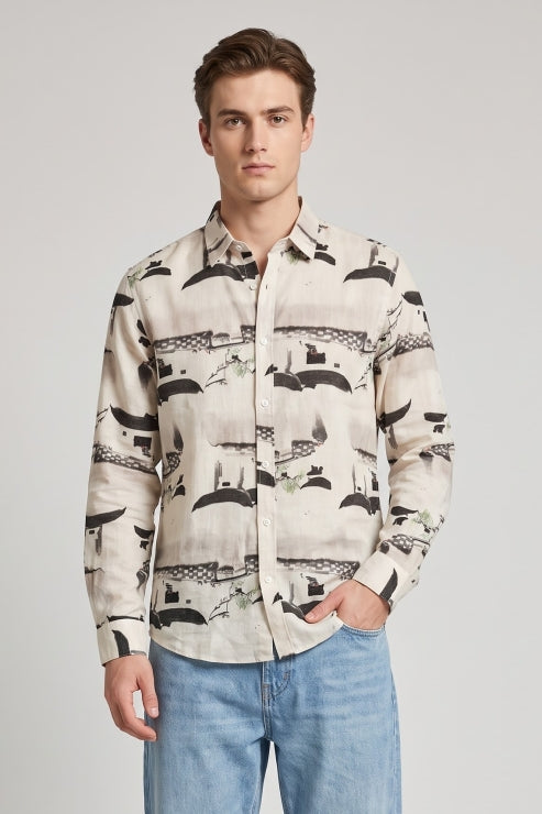 Creative Abstract Print Regular Fit Shirt