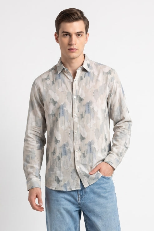 Brush Print Regular Fit Shirt