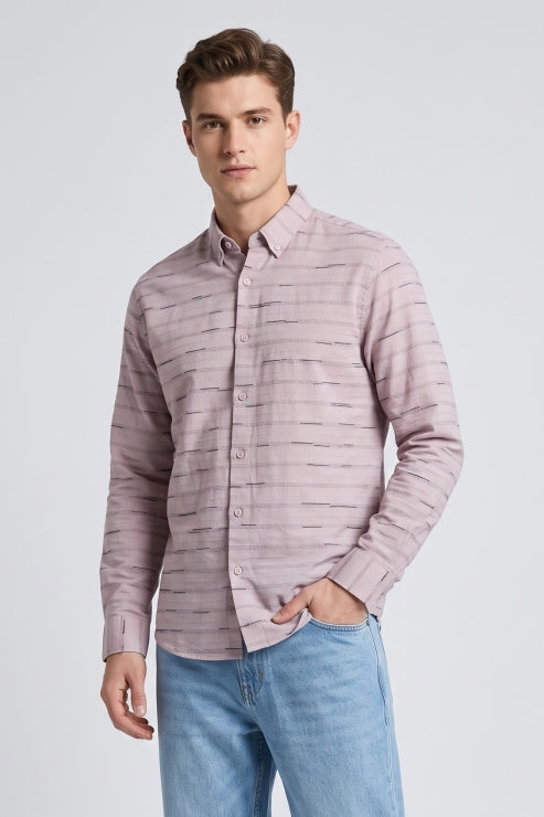 Pink Horizontal Stripe Oxford Shirt