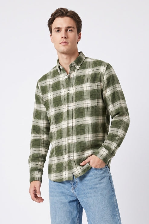 Green Checks Regular Fit Shirt