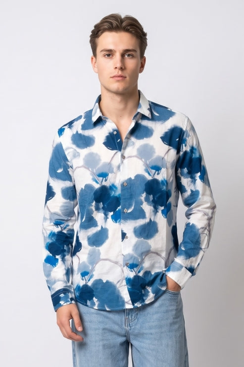 Abstract Floral Print Regular Fit Shirt