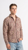 Abstract Embroidered Crushed Texture Shirt - Mauve Brown