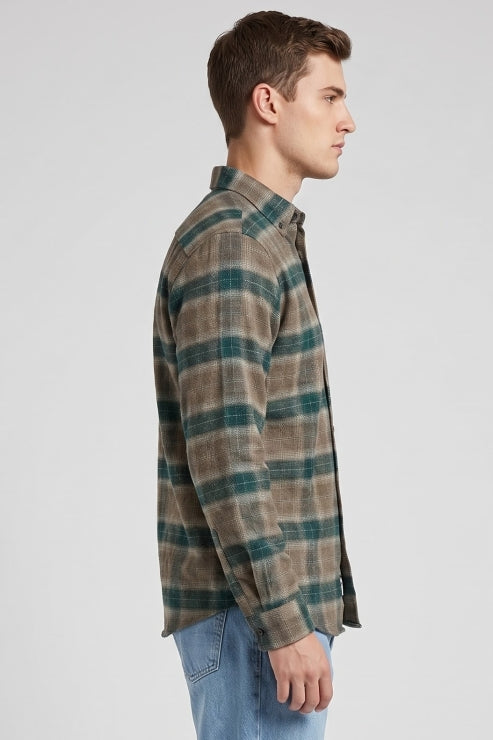Olive Brush Checks Shirt