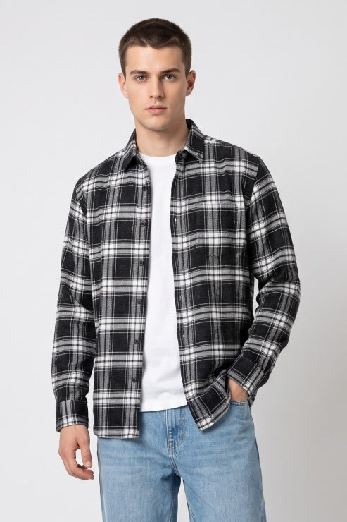 Black Brush Checks Shirt