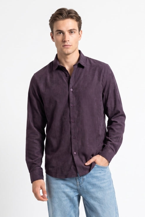 Burgundy Corduroy Regular Fit Shirt