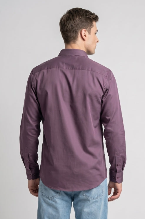 Burgundy Melange Regular Fit Shirt