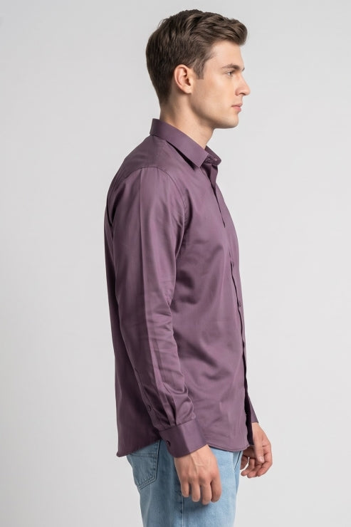 Burgundy Melange Regular Fit Shirt