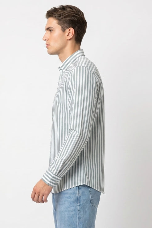 Green Stripe Regular Fit Shirt