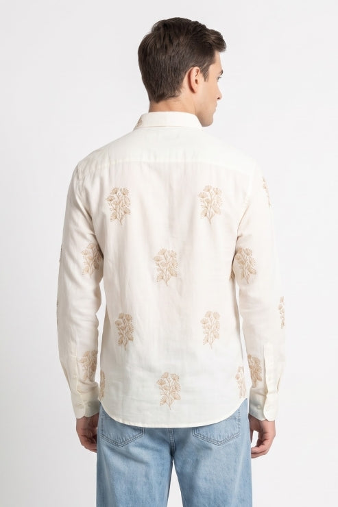 Floral Embroidery Regular Fit Shirt