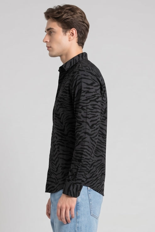 Black Velvet Zebra Print Shirt