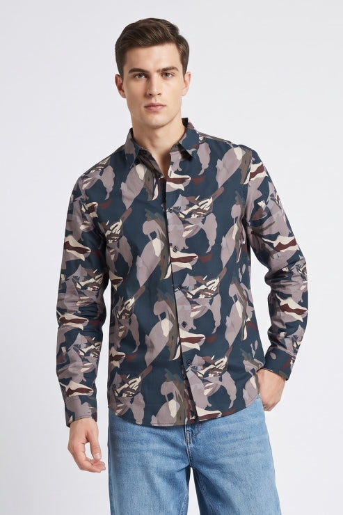 Camouflage Printed Regular Fit Shirt