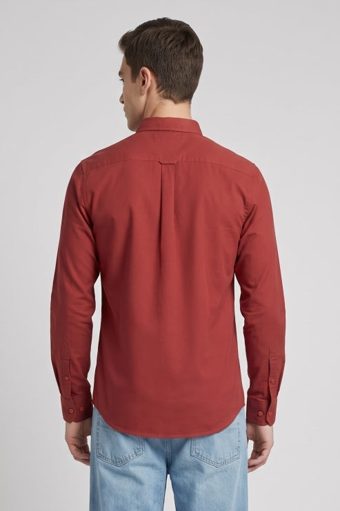 Red Poly Lycra Regular Fit Shirt