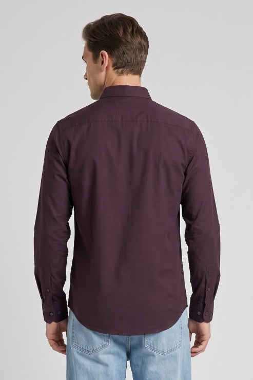 Burgundy Poly Lycra Regular Fit Shirt