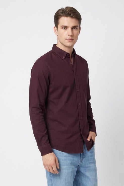 Purple Poly Lycra Regular Fit Shirt
