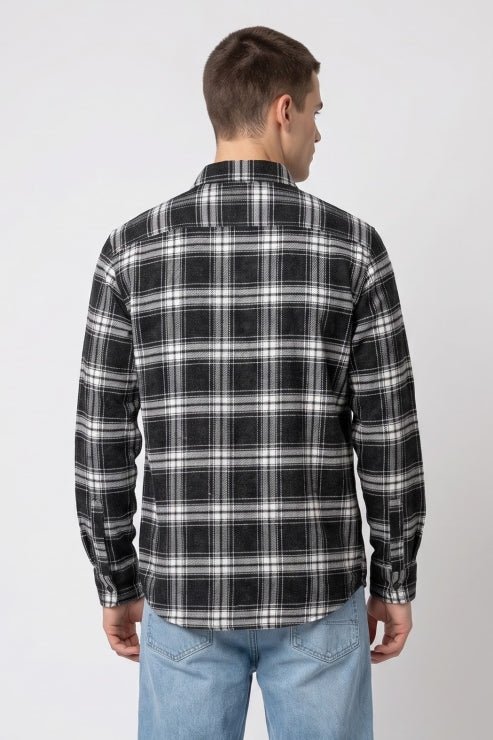 Black Brush Checks Shirt