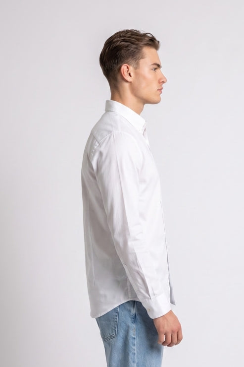 White Melange Regular Fit Shirt